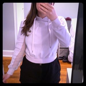 Lavender cropped sweatshirt with mesh detailing